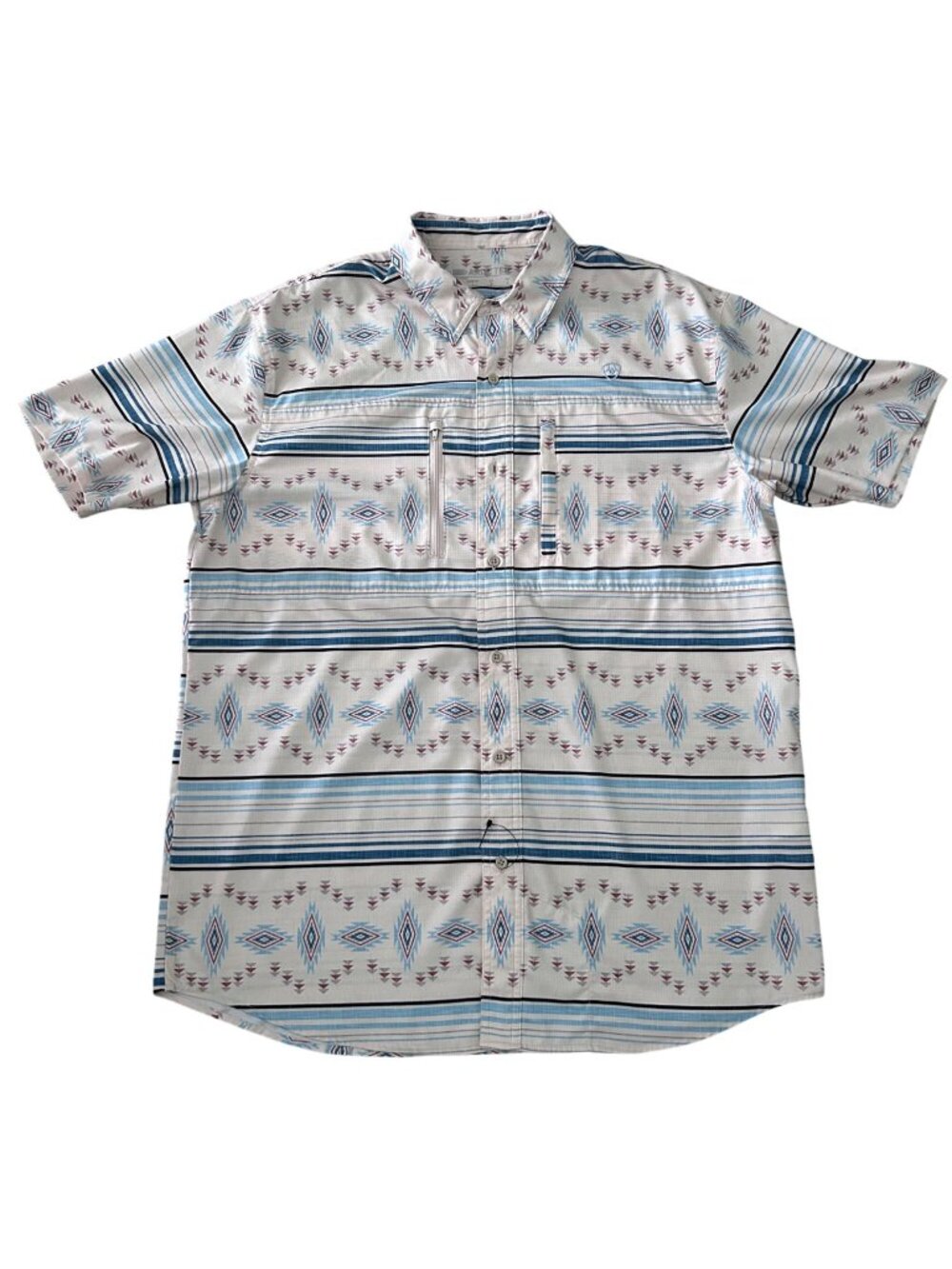 Ariat Mens VentTek Button-Up Shirt Size L Southwest Print Short Sleeve